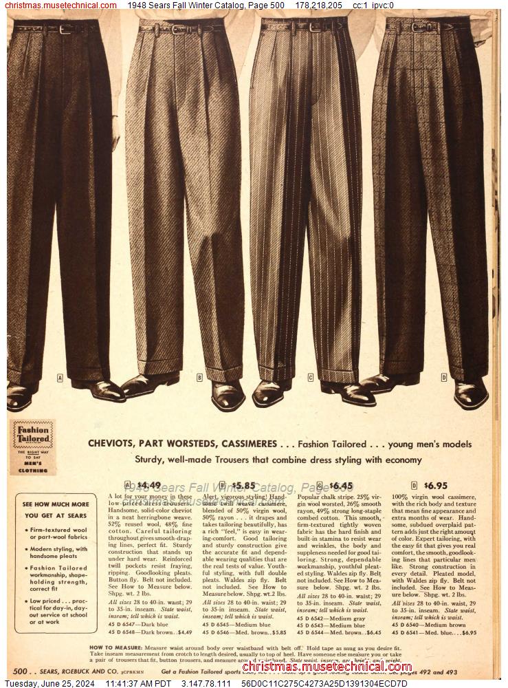 1948 Sears Fall Winter Catalog, Page 500