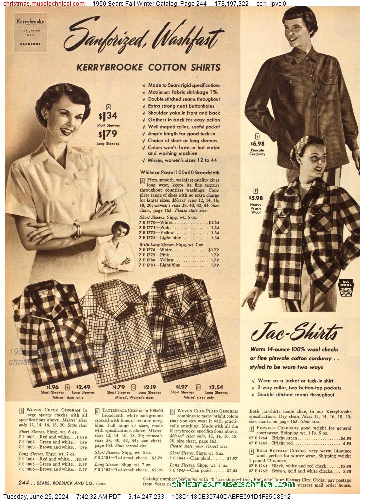 1950 Sears Fall Winter Catalog, Page 244