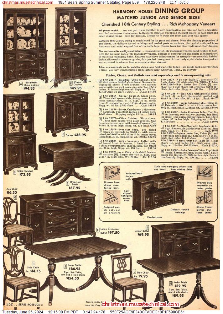1951 Sears Spring Summer Catalog, Page 559