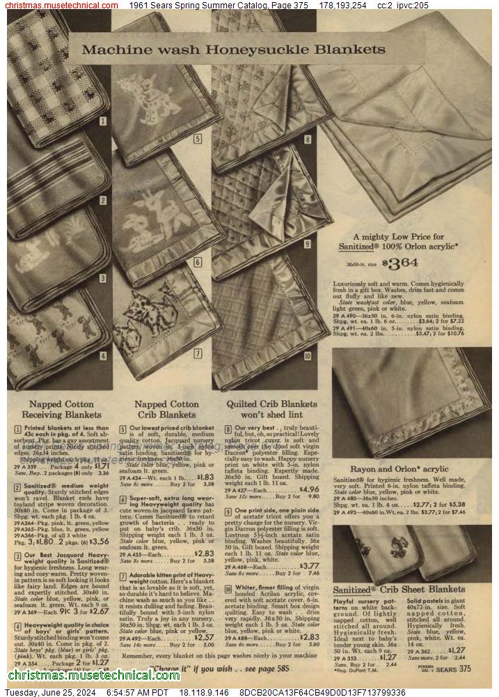 1961 Sears Spring Summer Catalog, Page 375