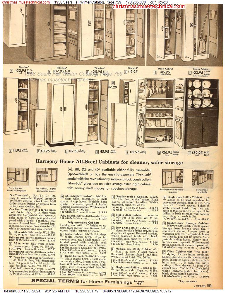 1958 Sears Fall Winter Catalog, Page 759