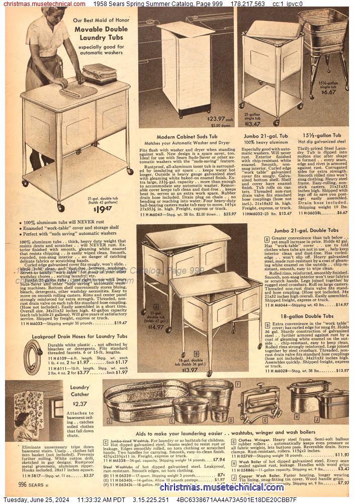 1958 Sears Spring Summer Catalog, Page 999
