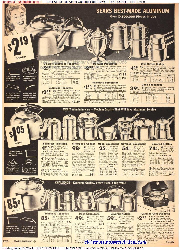 1941 Sears Fall Winter Catalog, Page 1066