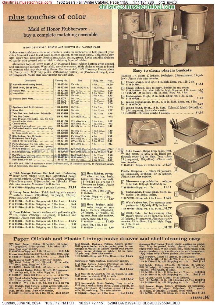 1962 Sears Fall Winter Catalog, Page 1156