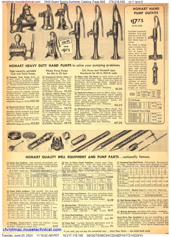 1949 Sears Spring Summer Catalog, Page 868