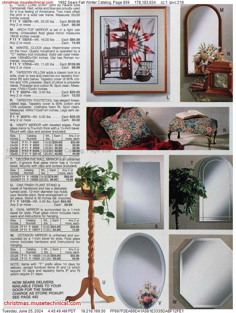 1992 Sears Fall Winter Catalog, Page 859
