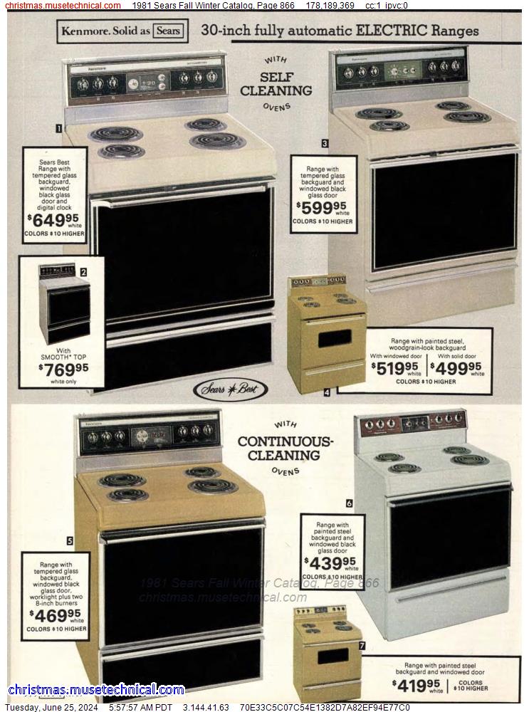 1981 Sears Fall Winter Catalog, Page 866