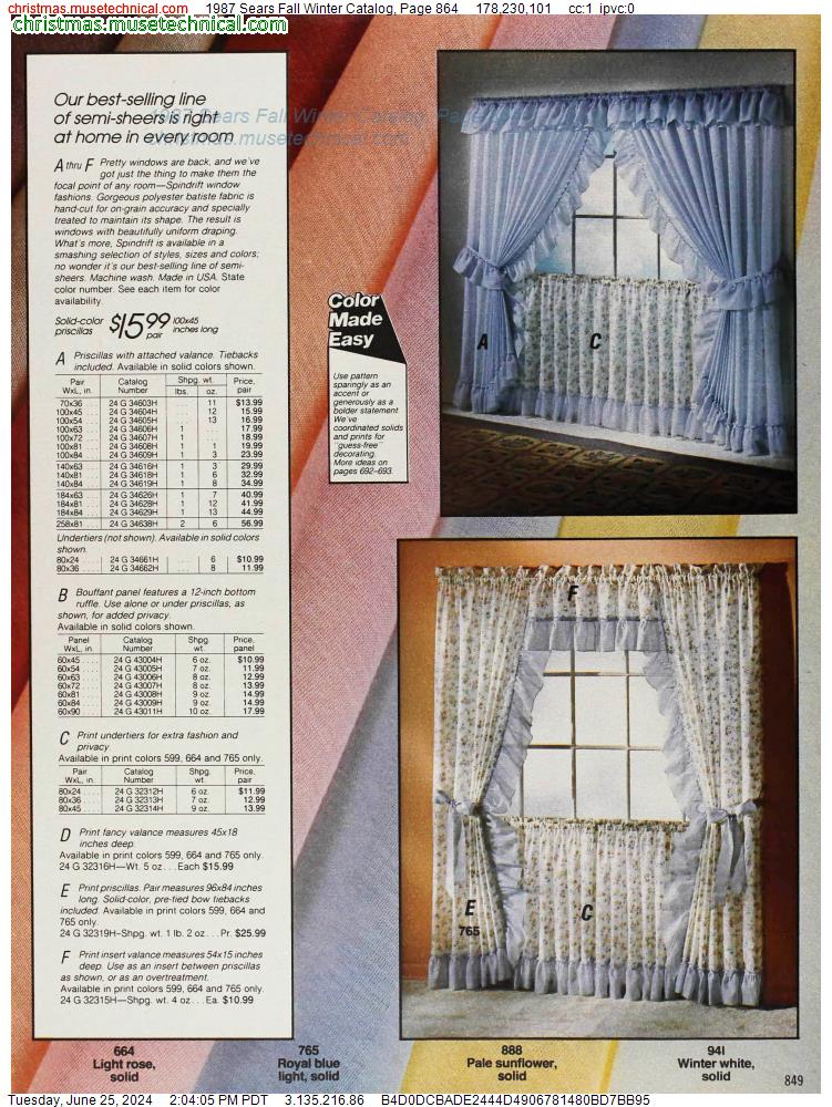 1987 Sears Fall Winter Catalog, Page 864