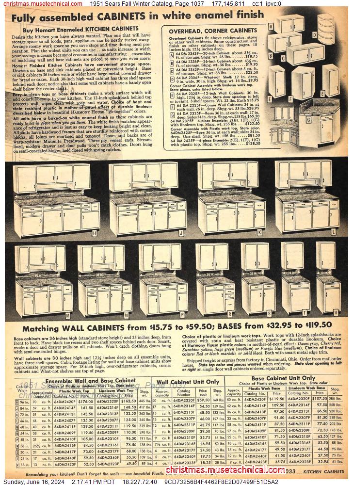 1951 Sears Fall Winter Catalog, Page 1037