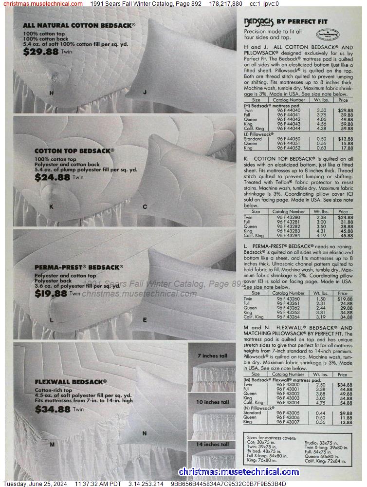 1991 Sears Fall Winter Catalog, Page 892