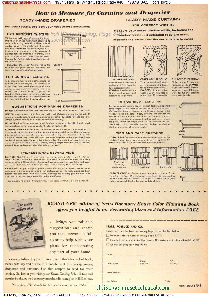 1957 Sears Fall Winter Catalog, Page 840