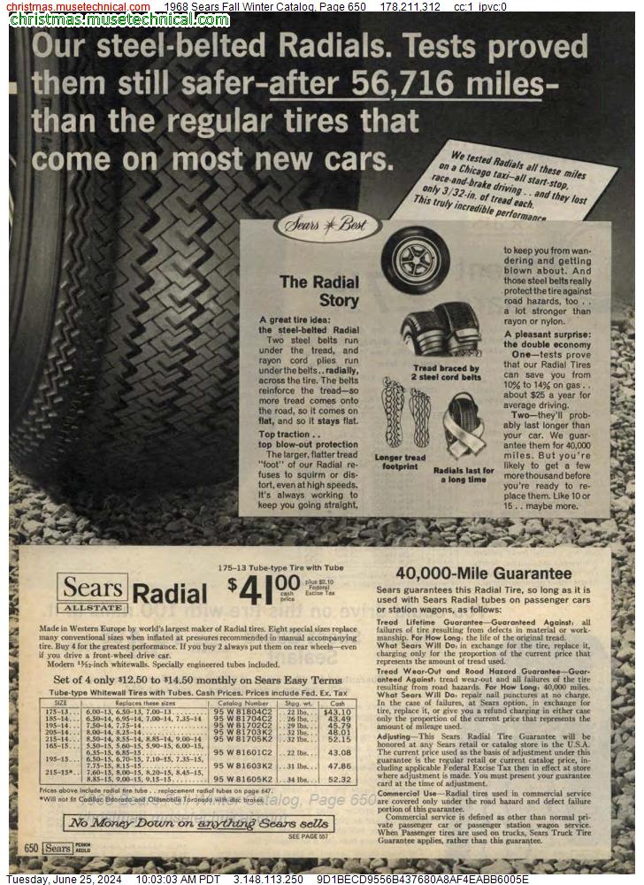 1968 Sears Fall Winter Catalog, Page 650