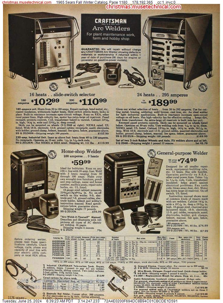 1965 Sears Fall Winter Catalog, Page 1180