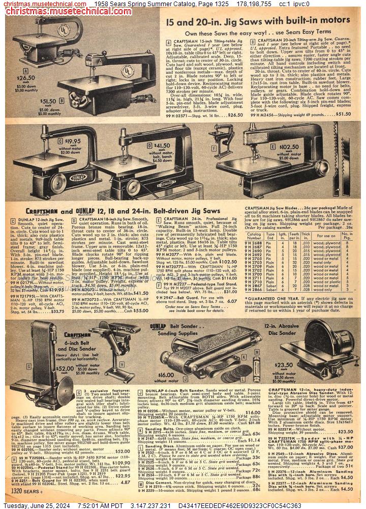 1958 Sears Spring Summer Catalog, Page 1325
