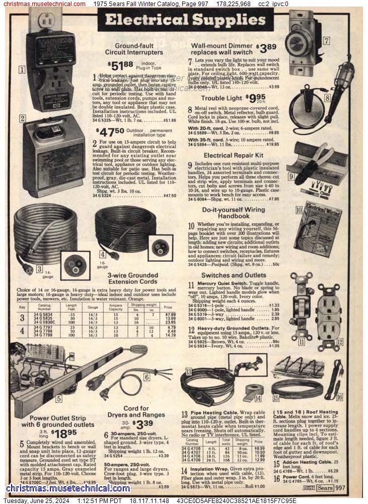 1975 Sears Fall Winter Catalog, Page 997