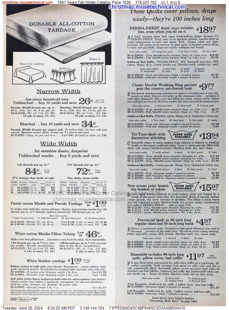 1967 Sears Fall Winter Catalog, Page 1536