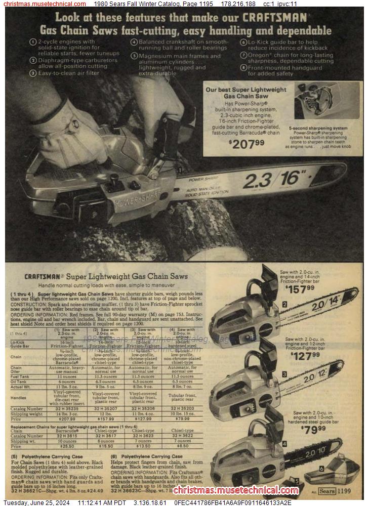 1980 Sears Fall Winter Catalog, Page 1195