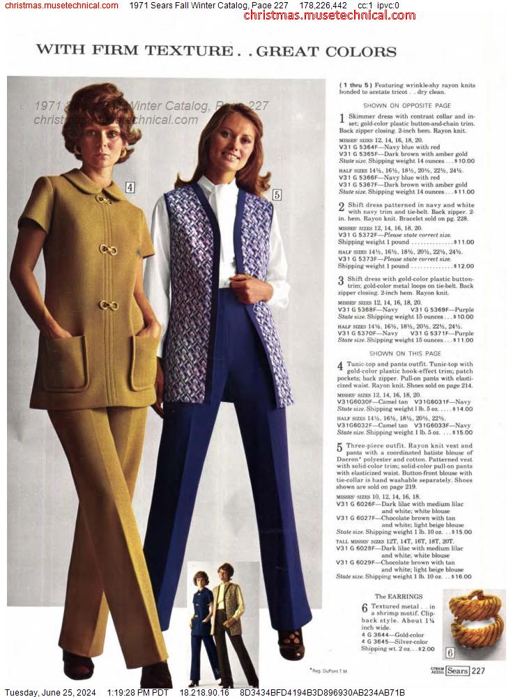 1971 Sears Fall Winter Catalog, Page 227