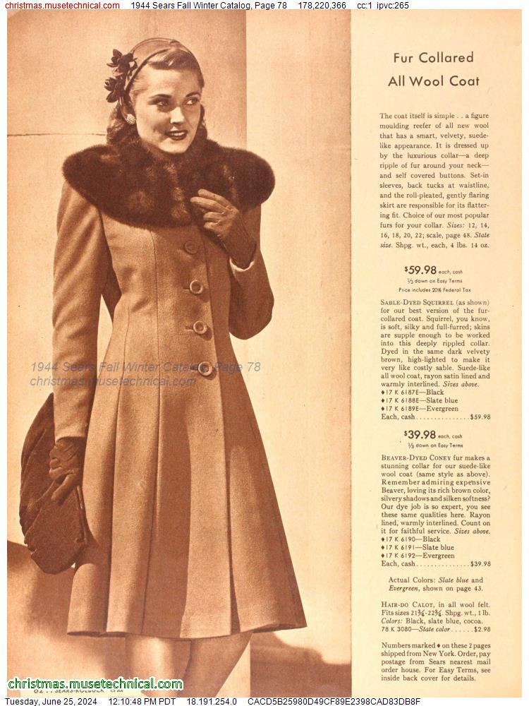 1944 Sears Fall Winter Catalog, Page 78