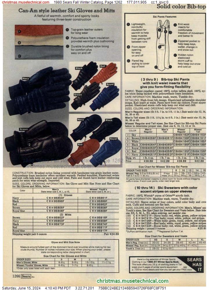 1980 Sears Fall Winter Catalog, Page 1262
