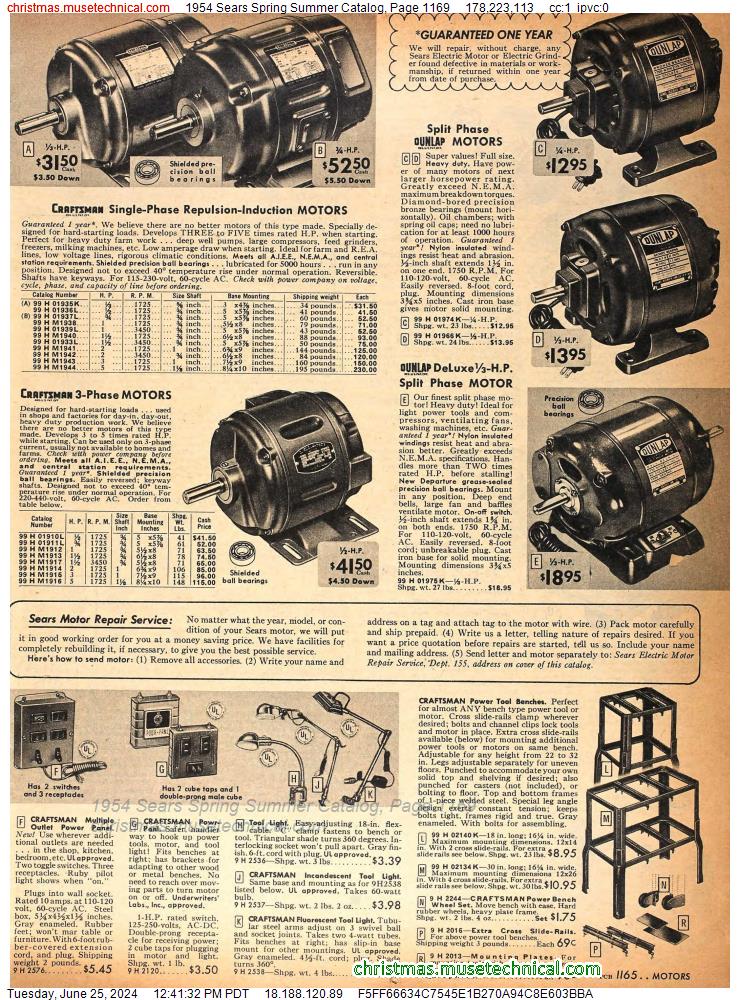 1954 Sears Spring Summer Catalog, Page 1169