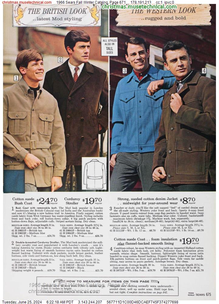 1966 Sears Fall Winter Catalog, Page 671