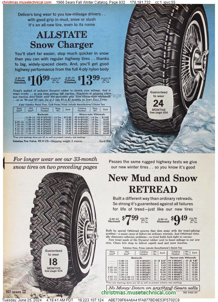 1966 Sears Fall Winter Catalog, Page 932