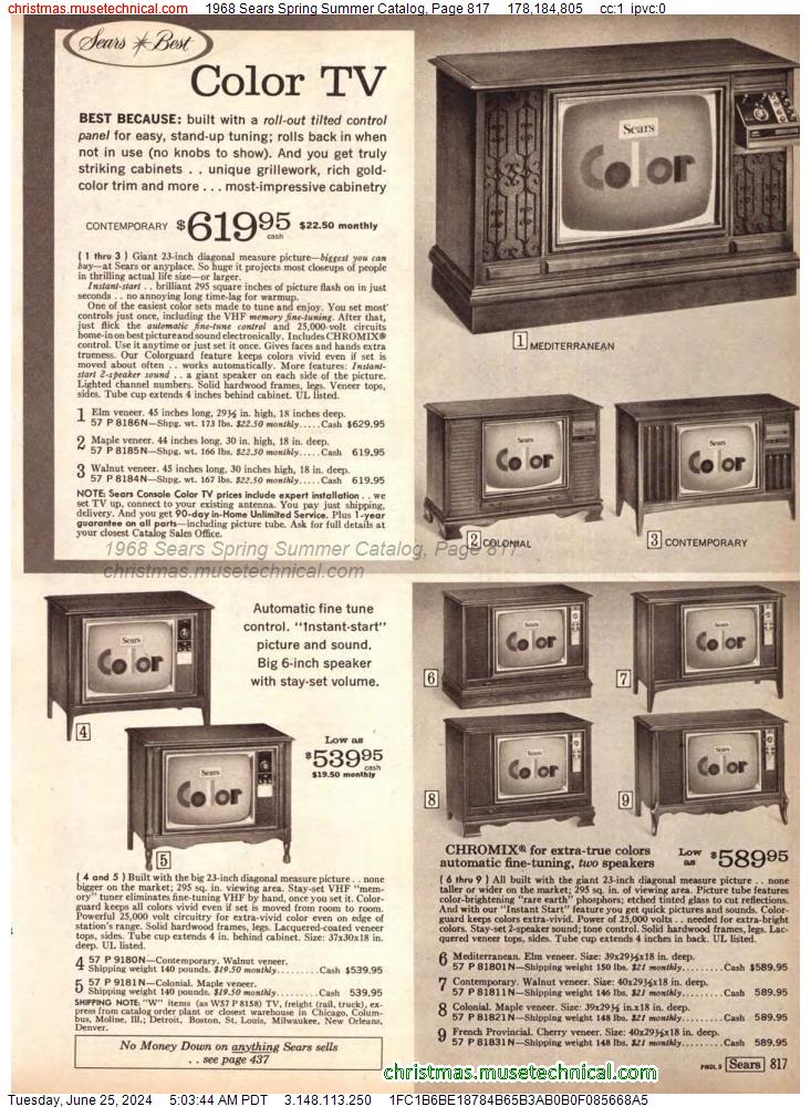 1968 Sears Spring Summer Catalog, Page 817