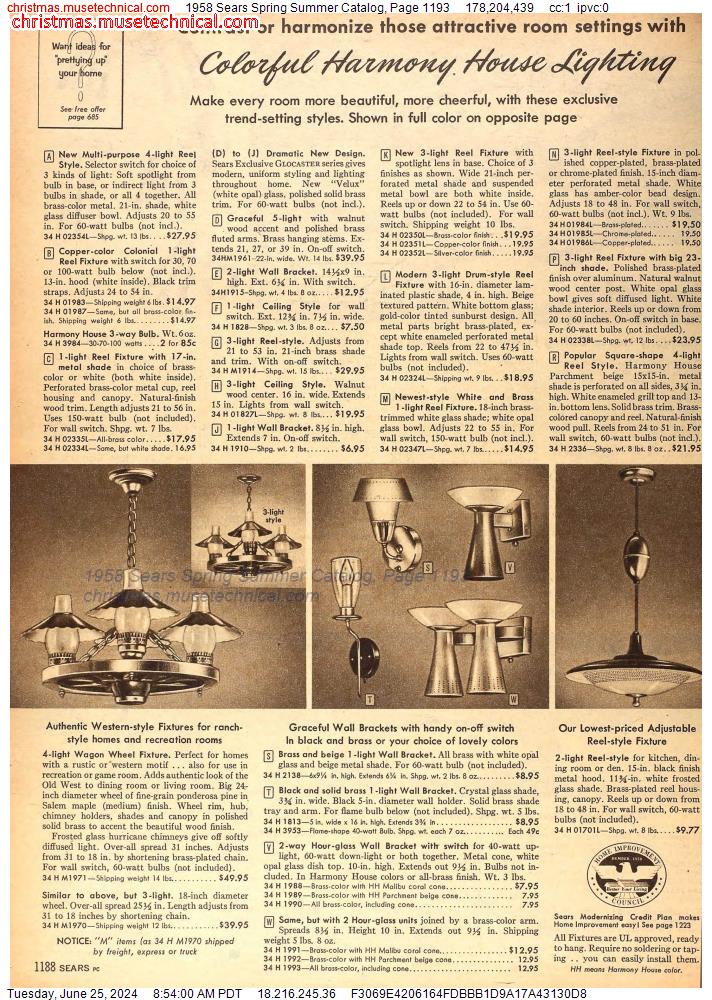 1958 Sears Spring Summer Catalog, Page 1193