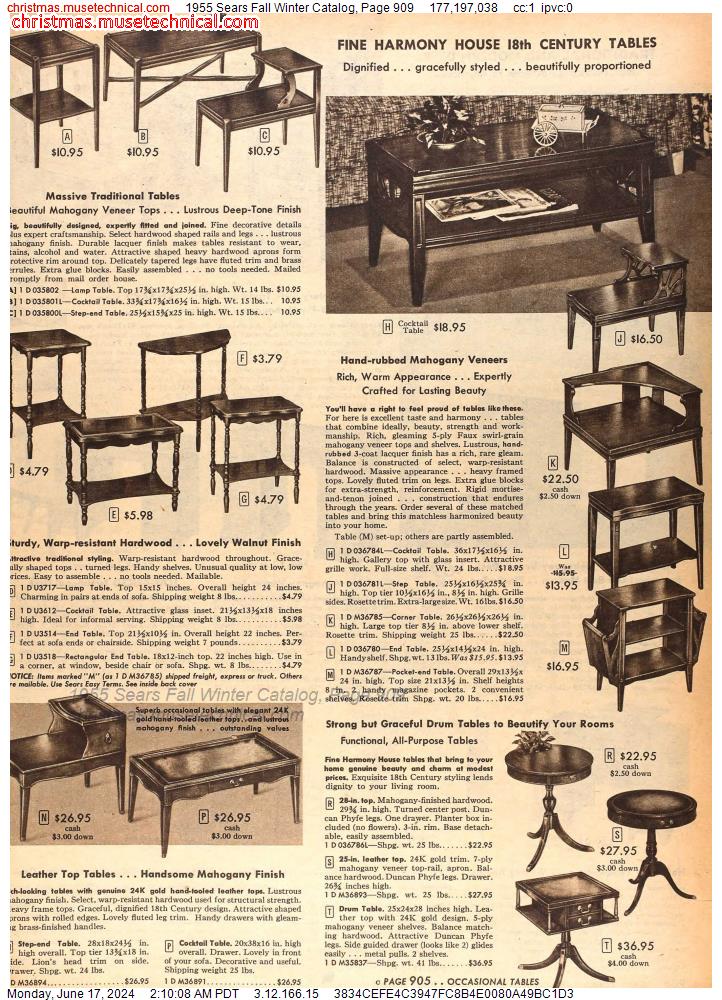 1955 Sears Fall Winter Catalog, Page 909