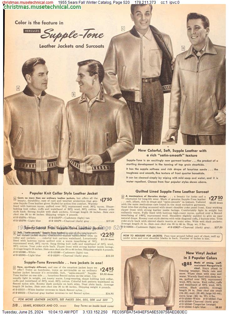 1955 Sears Fall Winter Catalog, Page 520