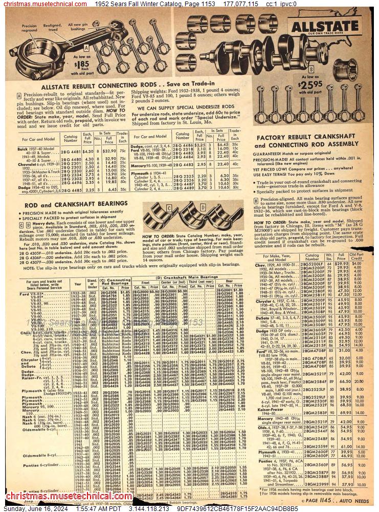 1952 Sears Fall Winter Catalog, Page 1153