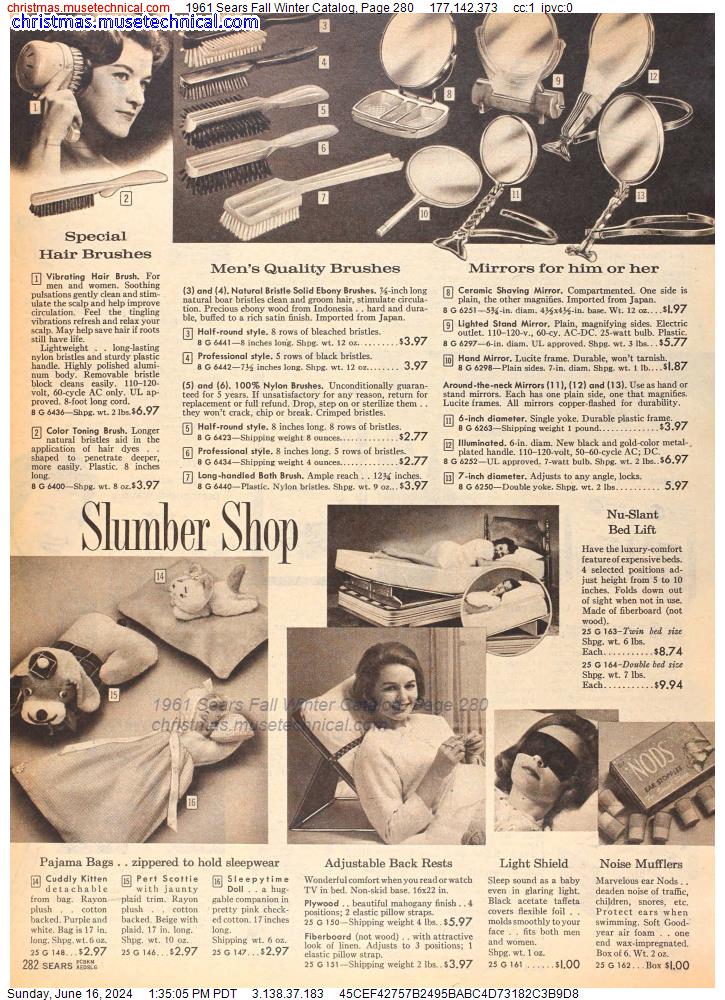 1961 Sears Fall Winter Catalog, Page 280
