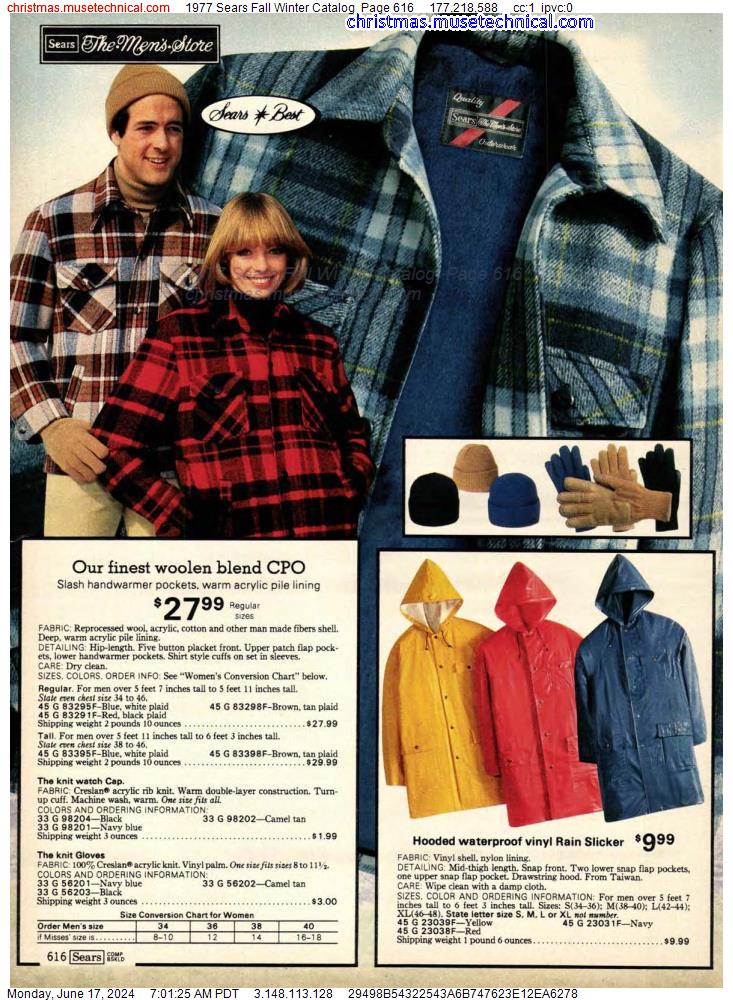 1977 Sears Fall Winter Catalog, Page 616