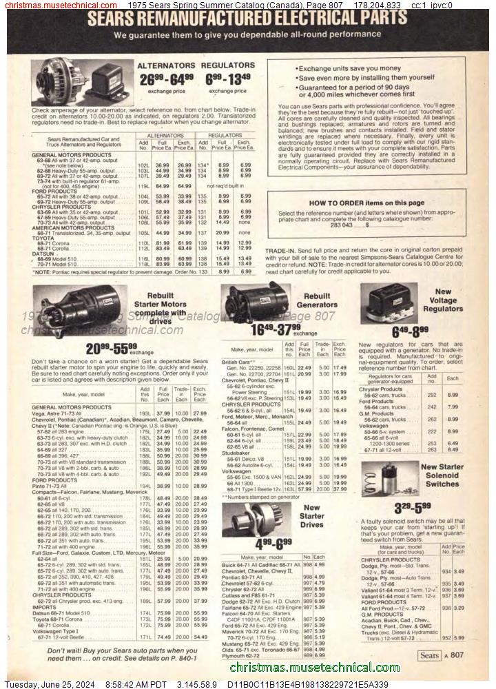 1975 Sears Spring Summer Catalog (Canada), Page 807
