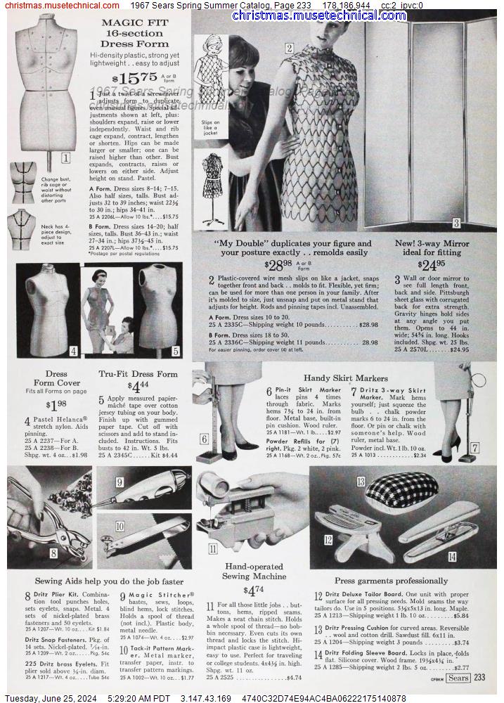 1967 Sears Spring Summer Catalog, Page 233