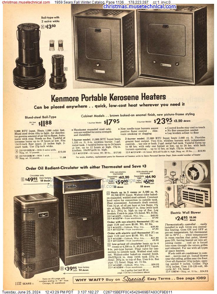1959 Sears Fall Winter Catalog, Page 1136