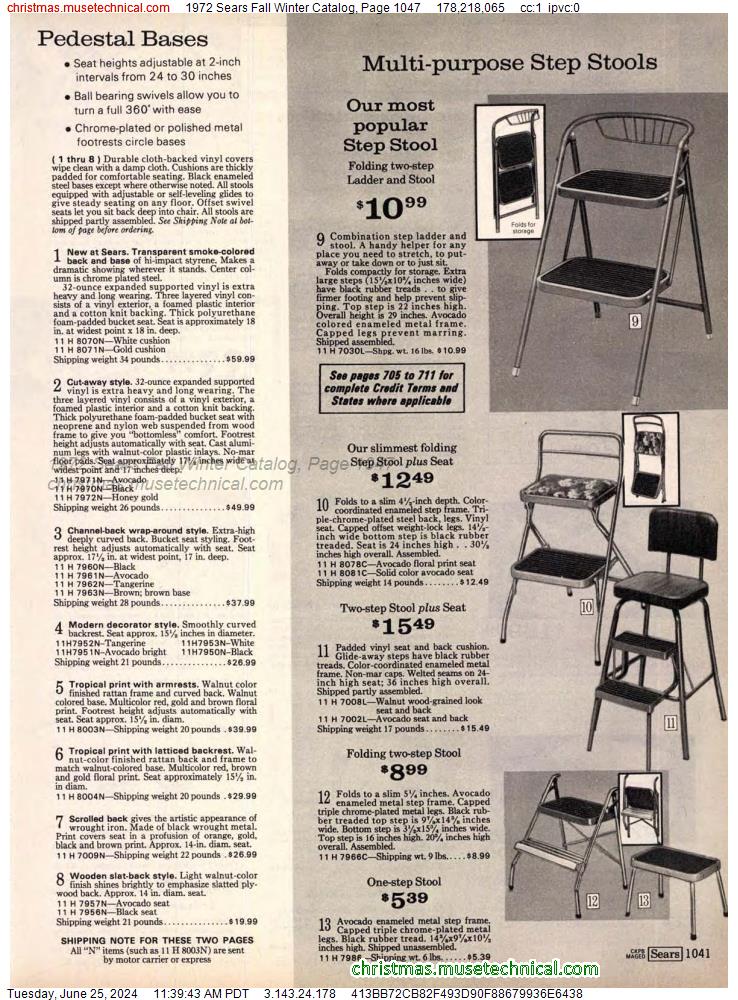 1972 Sears Fall Winter Catalog, Page 1047
