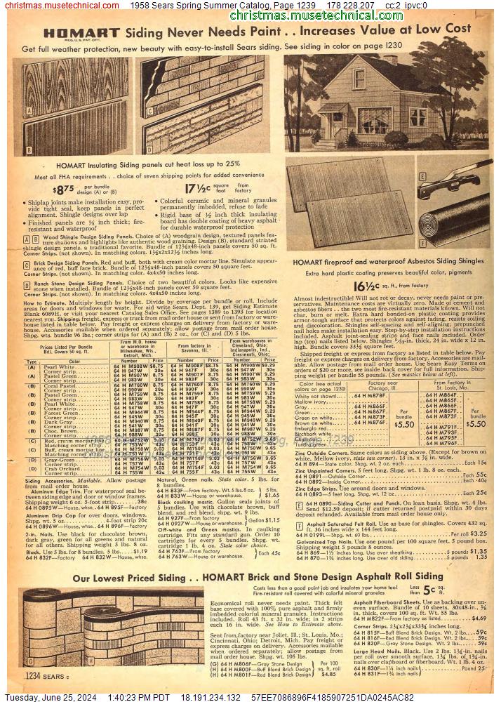 1958 Sears Spring Summer Catalog, Page 1239