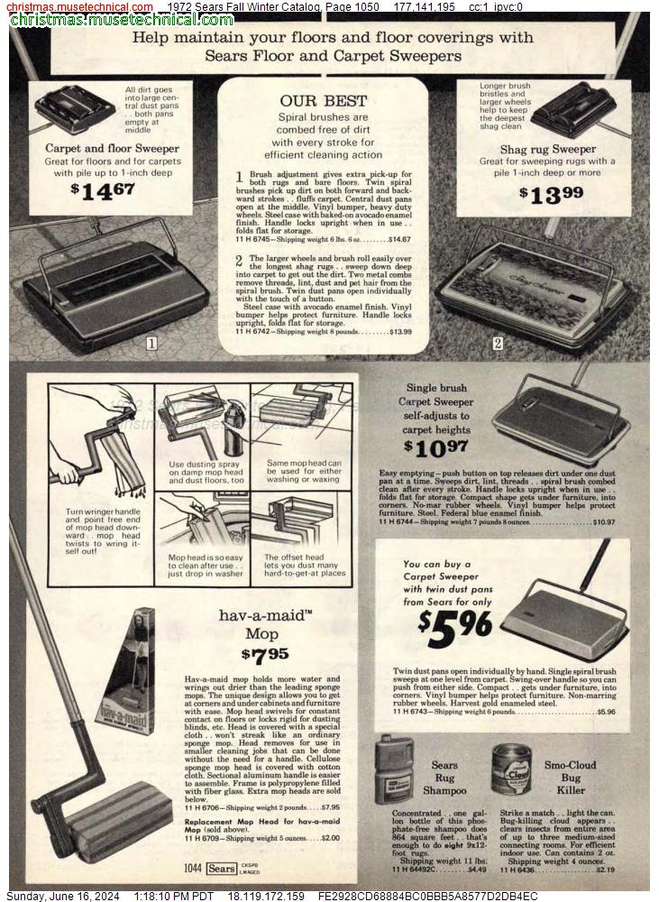 1972 Sears Fall Winter Catalog, Page 1050