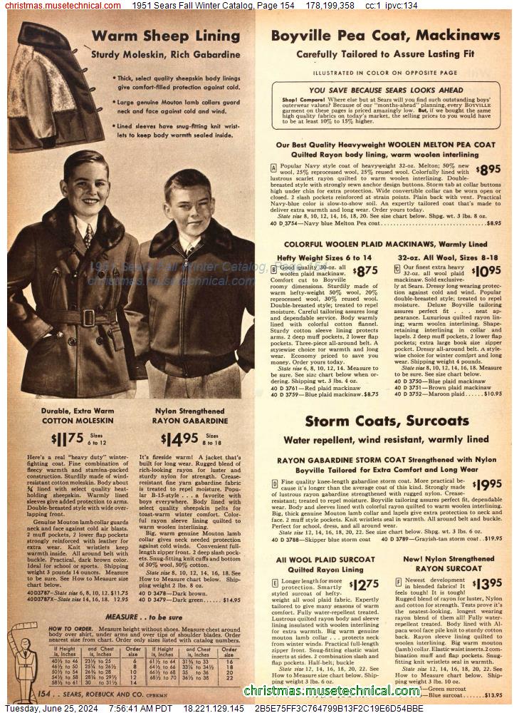 1951 Sears Fall Winter Catalog, Page 154