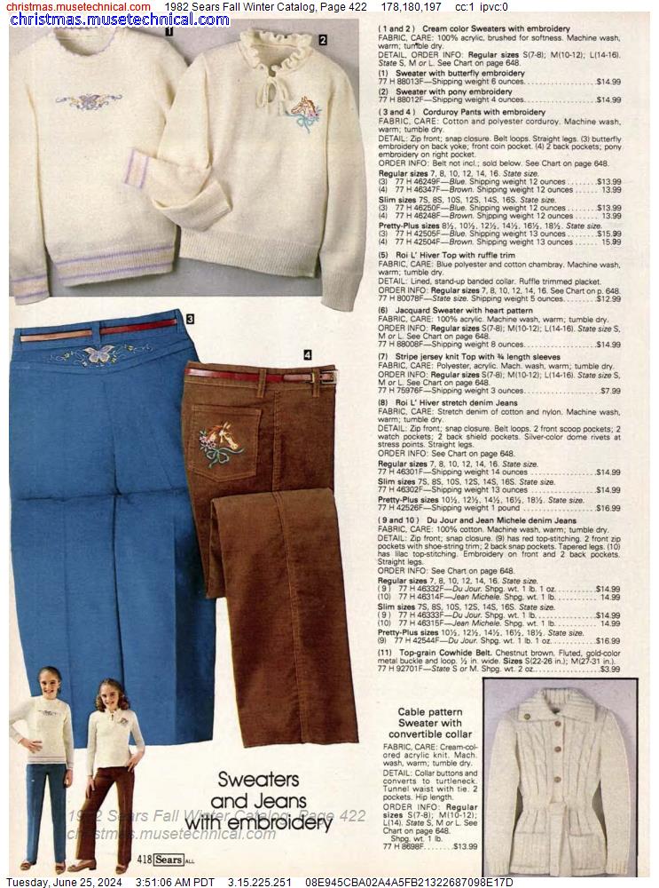 1982 Sears Fall Winter Catalog, Page 422