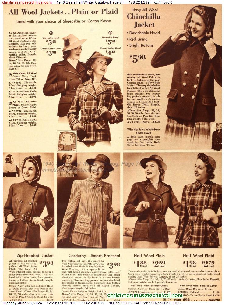 1940 Sears Fall Winter Catalog, Page 74