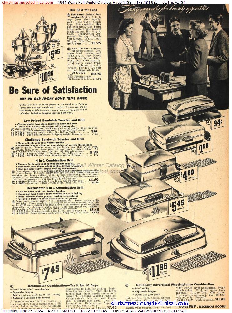 1941 Sears Fall Winter Catalog, Page 1133