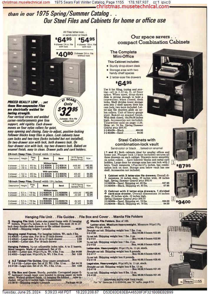 1975 Sears Fall Winter Catalog, Page 1155