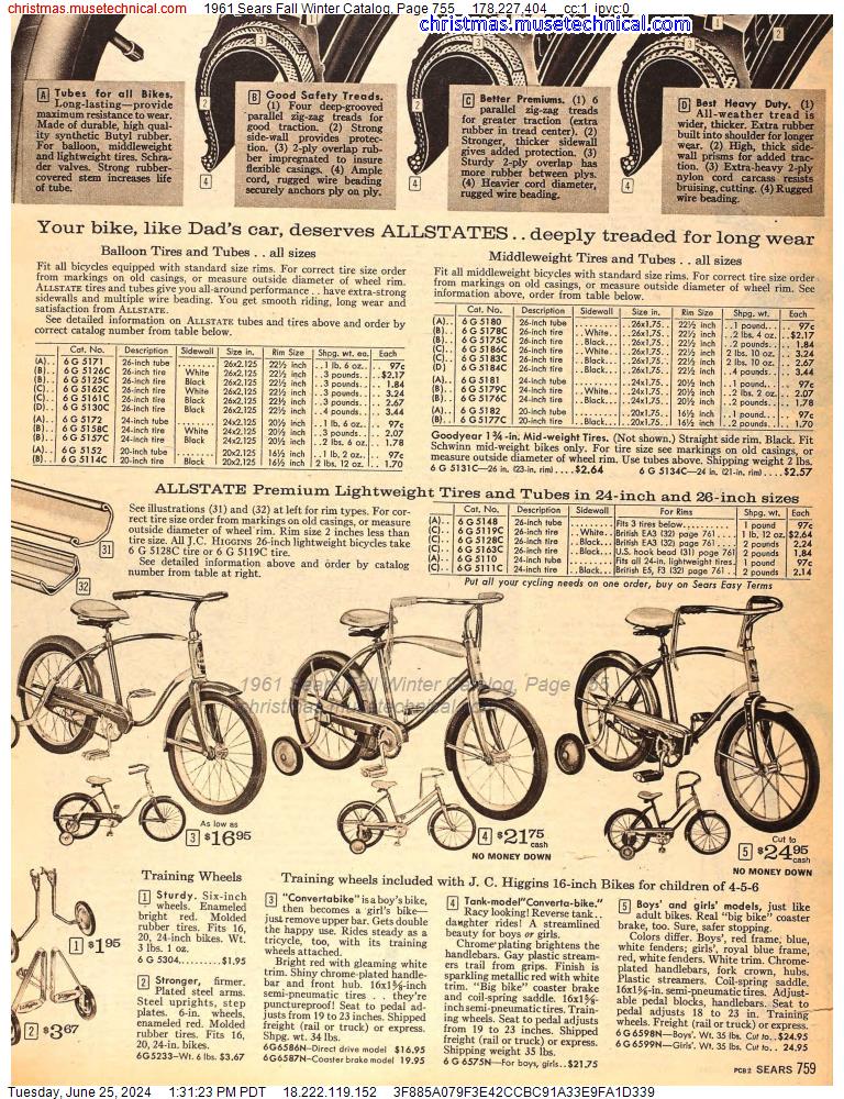1961 Sears Fall Winter Catalog, Page 755