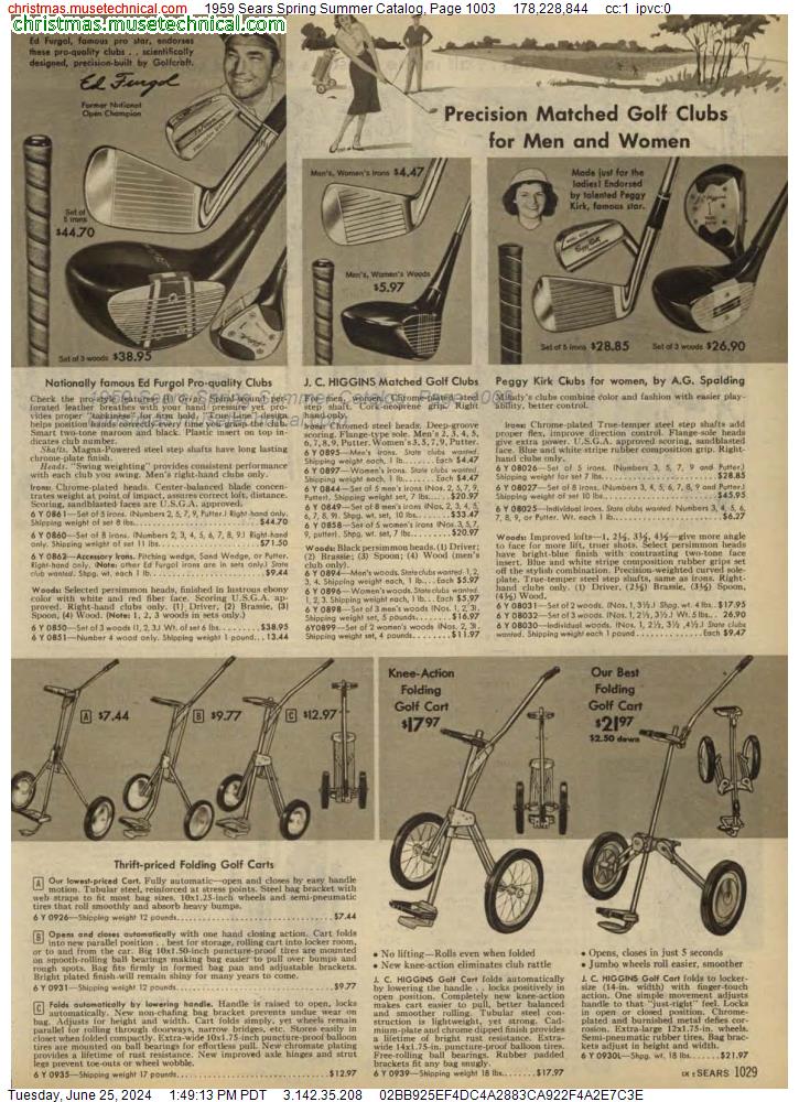 1959 Sears Spring Summer Catalog, Page 1003