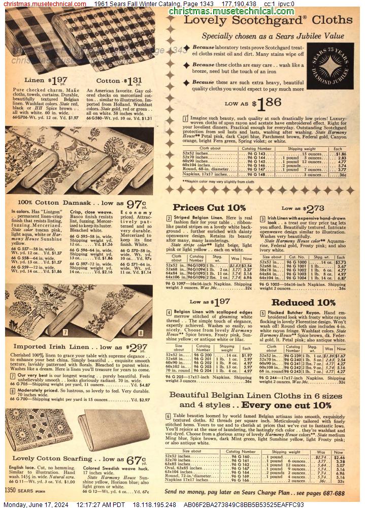 1961 Sears Fall Winter Catalog, Page 1343