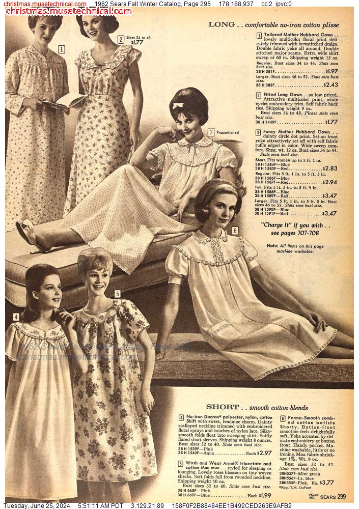 1962 Sears Fall Winter Catalog, Page 295