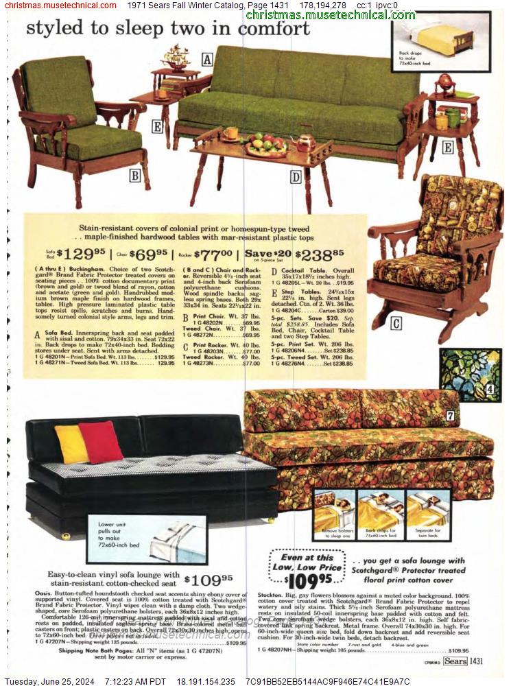 1971 Sears Fall Winter Catalog, Page 1431